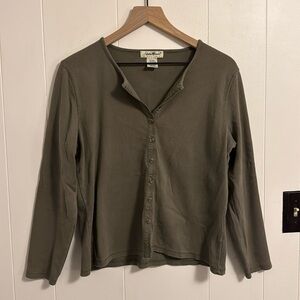 Eddie Bauer | Vintage Army Green Cotton Long Sleeve Shirt